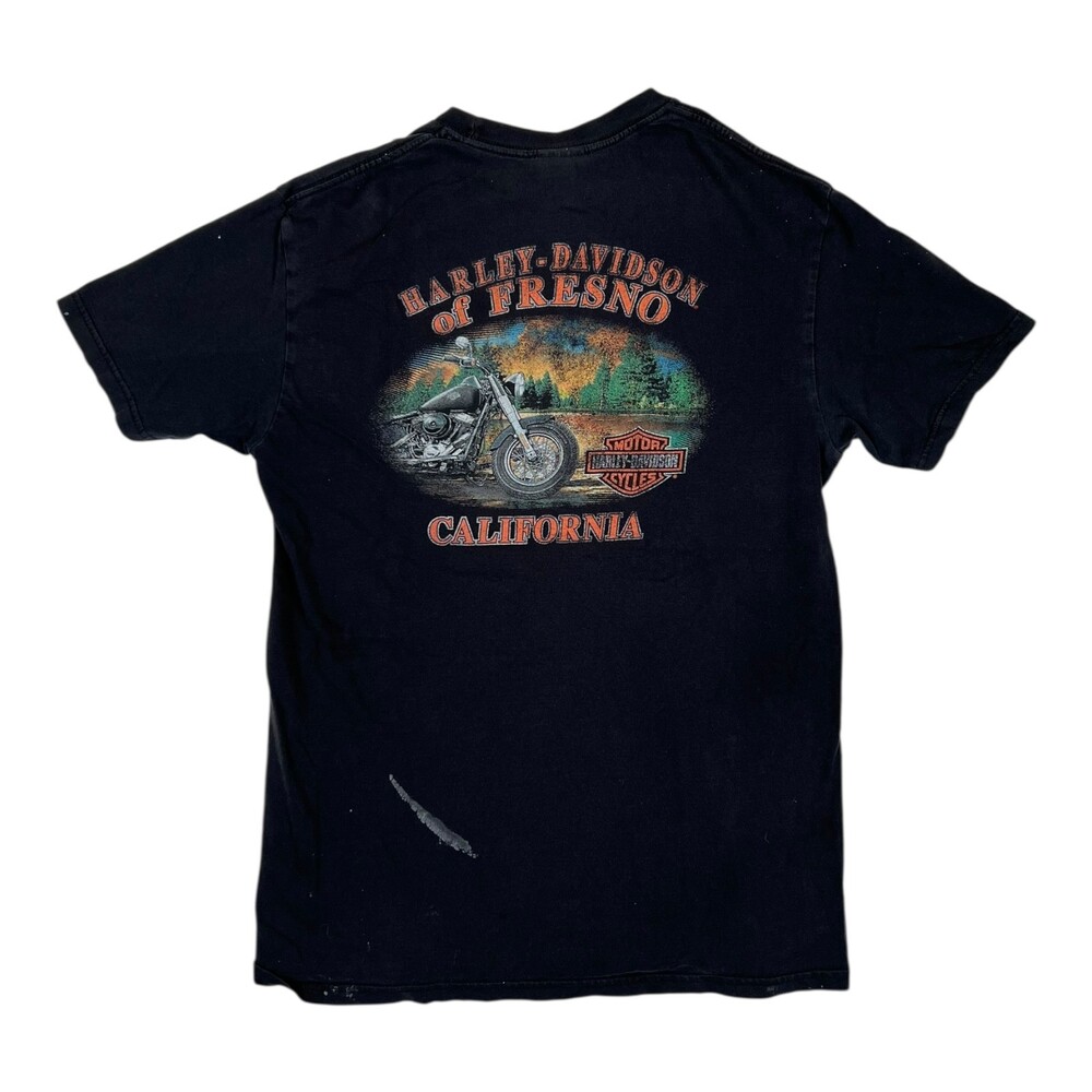 Vintage Harley Davidson T-Shirt Size L Fresno California Distressed Grunge Y2K